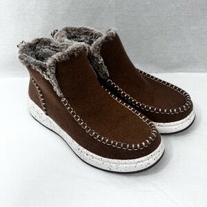 Skechers Brown Faux-Fur Lined Ankle Booties